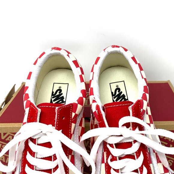VANS Iconic Old Skool Primary Low Top Sneaker Women Check Red Canvas VN0A38G1P0T - Picture 4 of 11